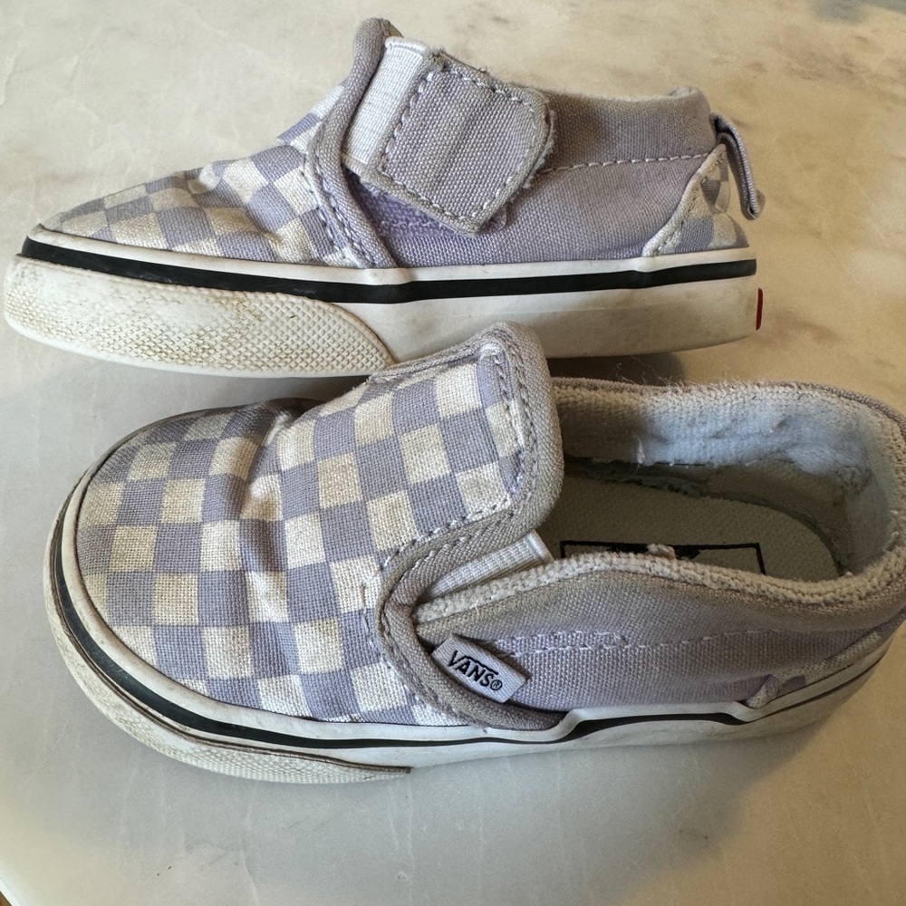 Toddler checkered slip on vans
